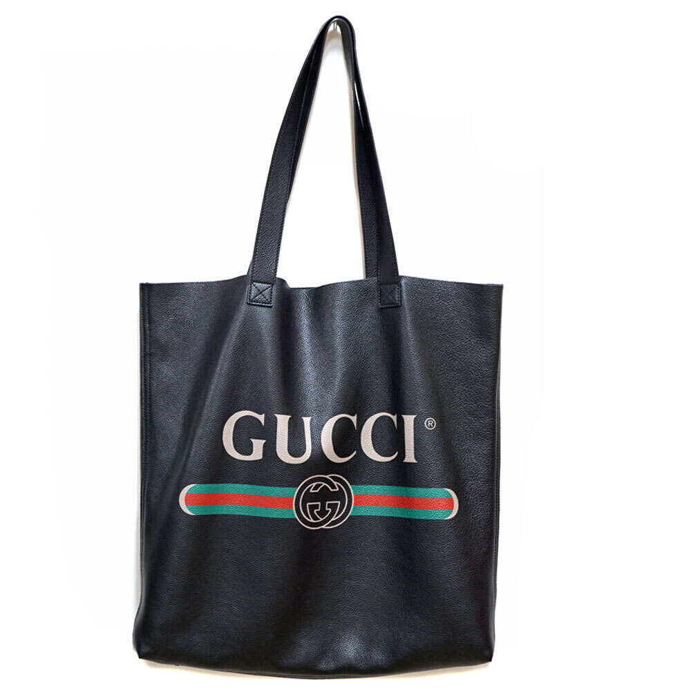 Gucci Tote Bag Logo Black Shelly